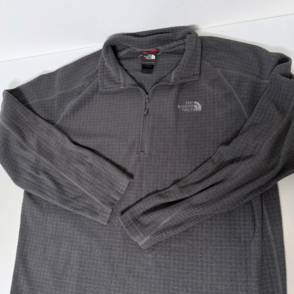 The North Face TKA 100 Glacier Grid Fleece Quarter Zip Pullover-Gray Men's XL